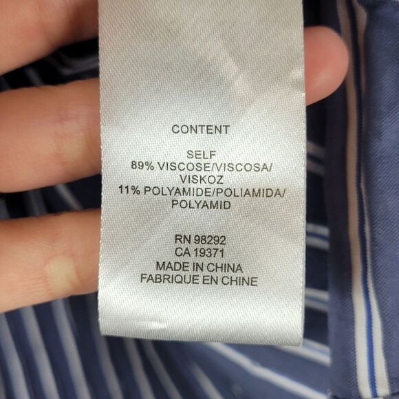 Tibi Classic Cami blue white stripe textured spaghetti strap cami top - Picture 11 of 14